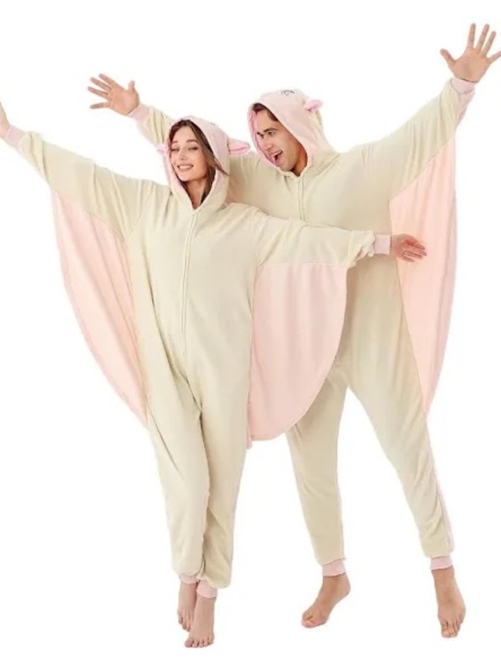 Cozy Cream & Pink Bat Sugar Glider Onesie